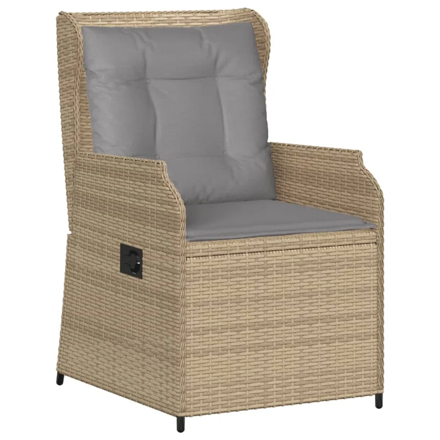 Chaises inclinables de jardin lot de 2 et coussins beige rotin - 4