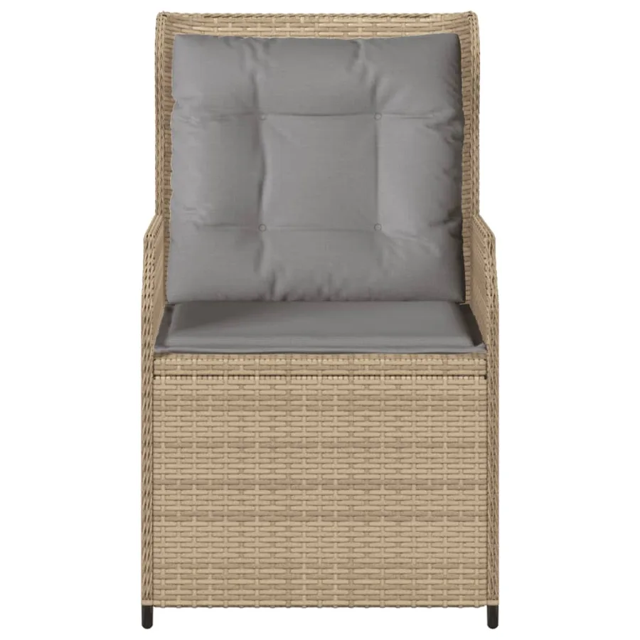 Chaises inclinables de jardin lot de 2 et coussins beige rotin - 5