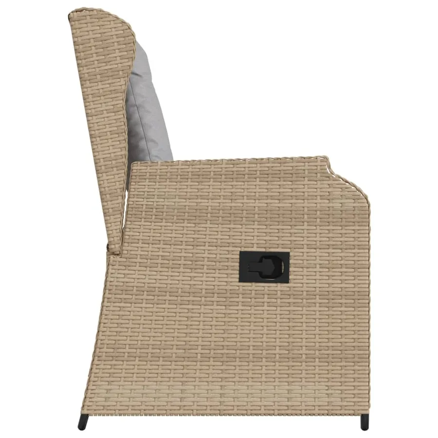 Chaises inclinables de jardin lot de 2 et coussins beige rotin - 6