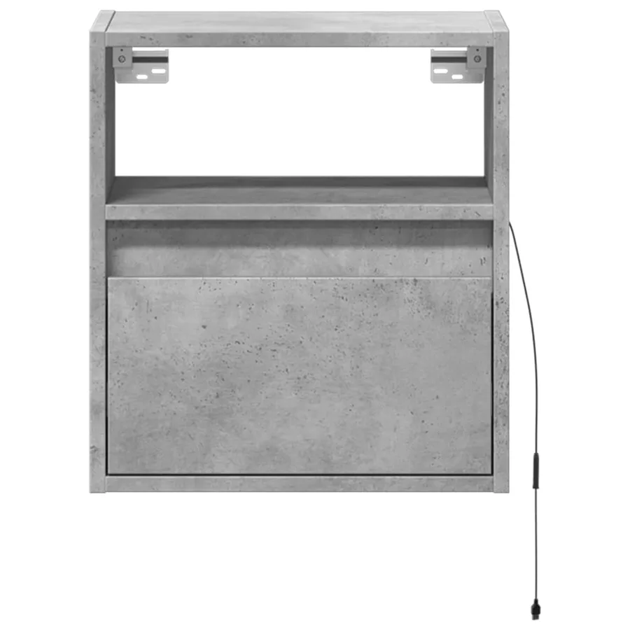 Tables de chevet murales avec lumières LED 2 pcs gris béton - 6