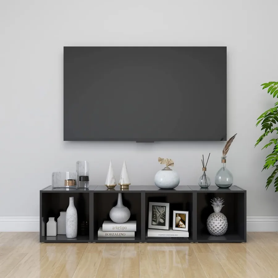 Meubles TV 2 pcs gris 37x35x37 cm bois d’ingénierie - 8