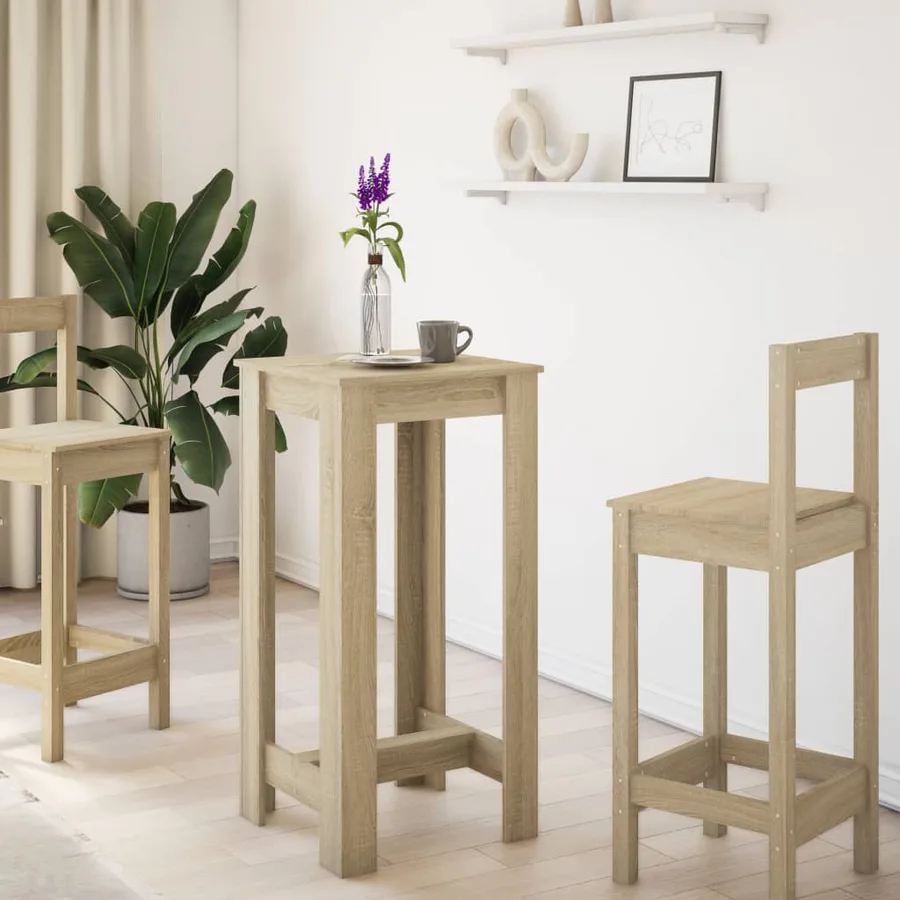 Table de bar chêne sonoma 51x50x103,5 cm bois d'ingénierie - 3