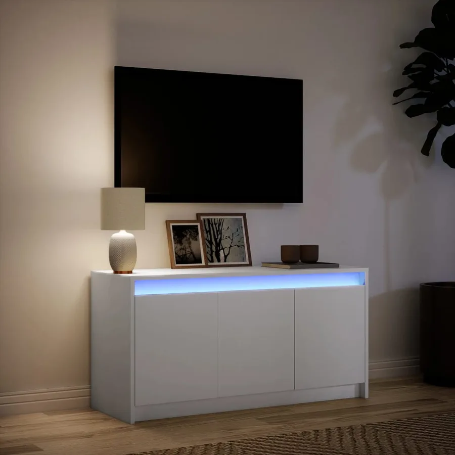 Meuble TV avec LED blanc 100x34x50 cm bois d'ingénierie - 5