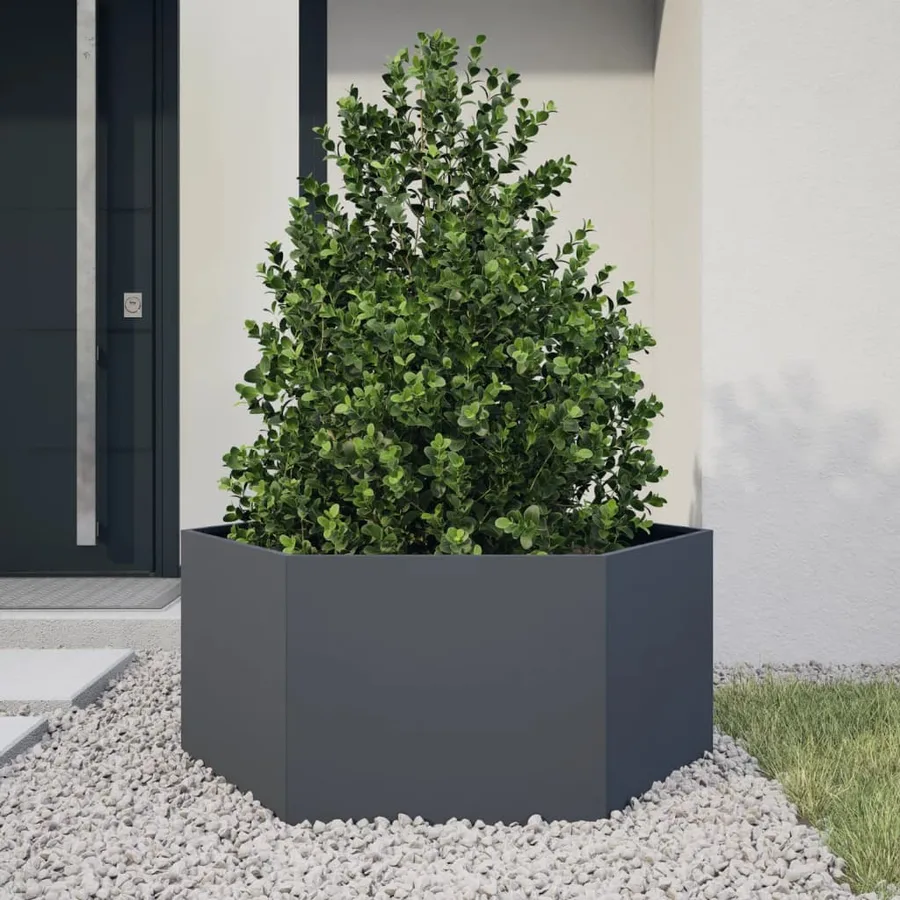 Jardinière anthracite hexagone 104x90x45 cm acier - 2