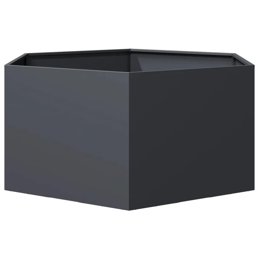 Jardinière anthracite hexagone 104x90x45 cm acier - 4