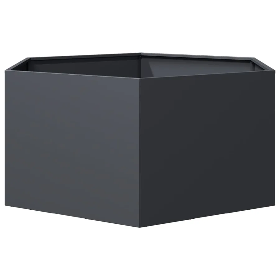 Jardinière anthracite hexagone 104x90x45 cm acier - 5