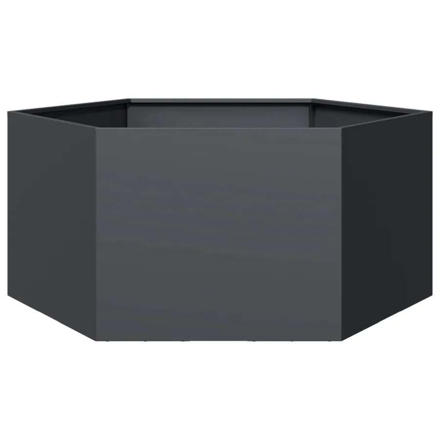 Jardinière anthracite hexagone 104x90x45 cm acier - 6