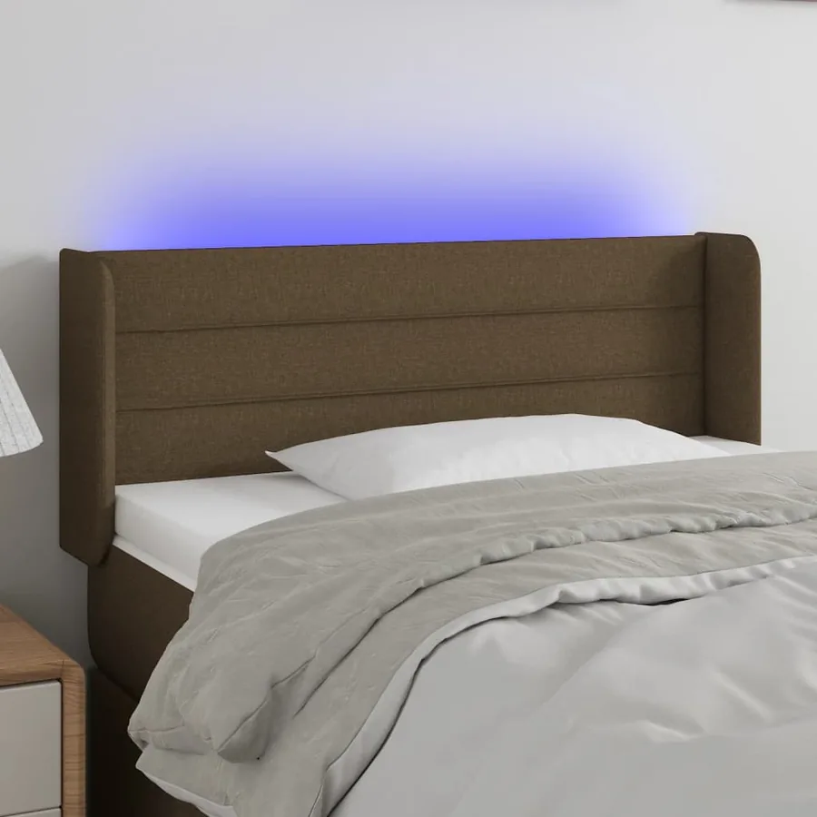 Tête de lit à LED Marron foncé 83x16x78/88 cm Tissu