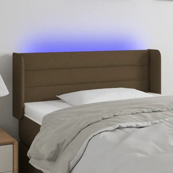 Tête de lit à LED Marron foncé 83x16x78/88 cm Tissu