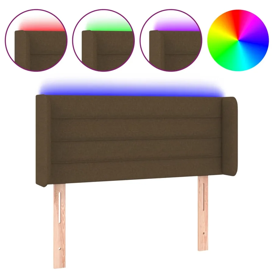 Tête de lit à LED Marron foncé 83x16x78/88 cm Tissu - 2