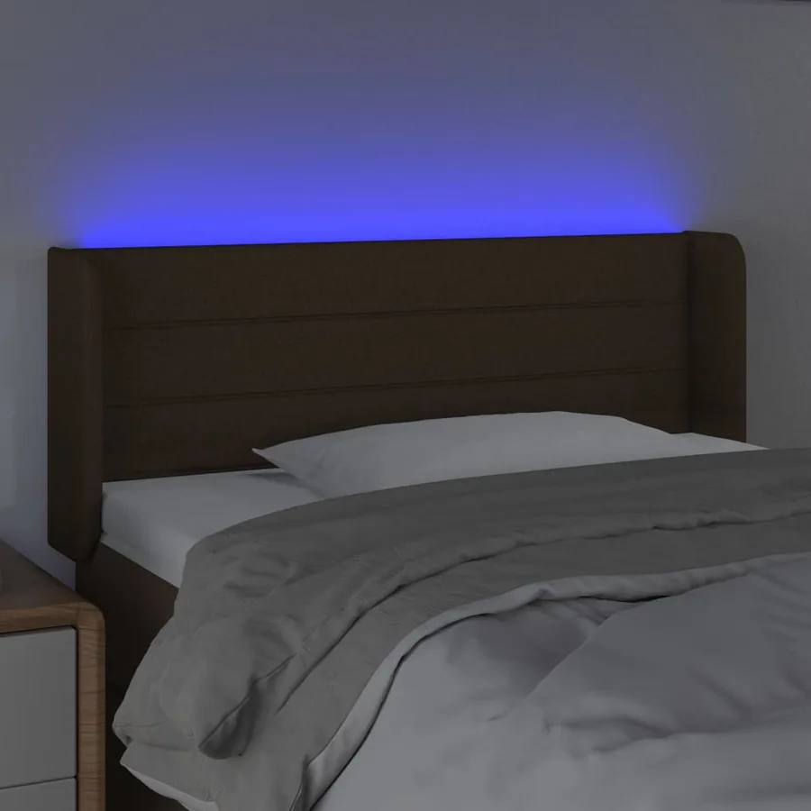 Tête de lit à LED Marron foncé 83x16x78/88 cm Tissu - 4