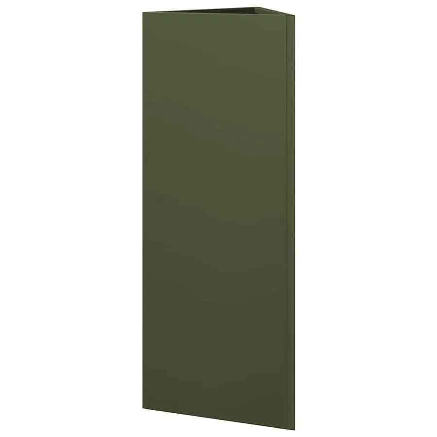 Jardinières 2 pcs vert olive triangulaire 30x26x75 cm acier - 8