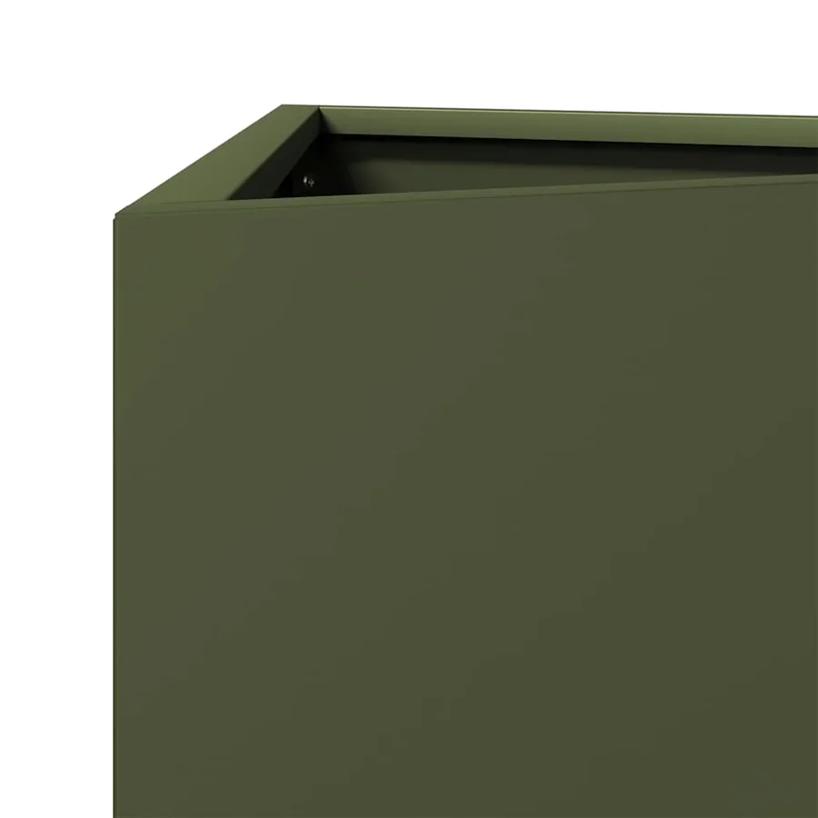 Jardinières 2 pcs vert olive triangulaire 30x26x75 cm acier - 9