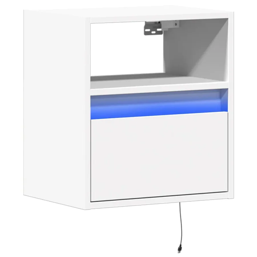 Table de chevet murale avec lumières LED blanc - 3