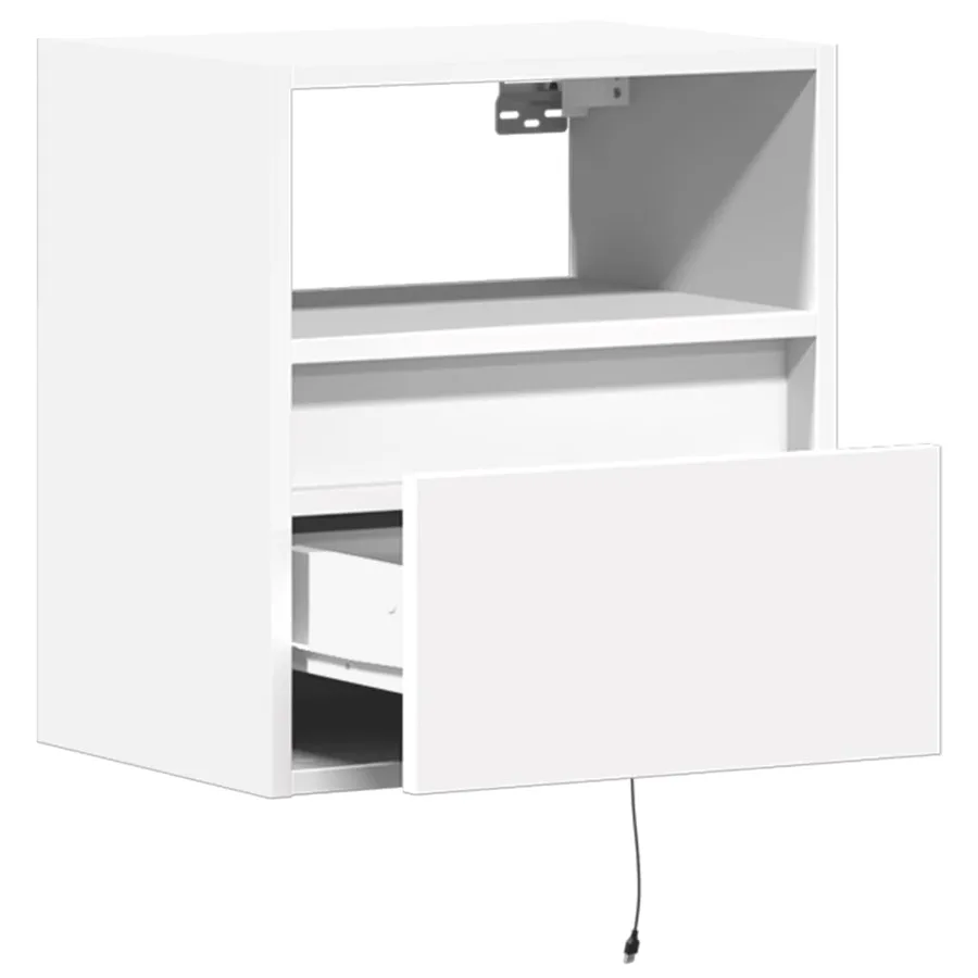 Table de chevet murale avec lumières LED blanc - 9