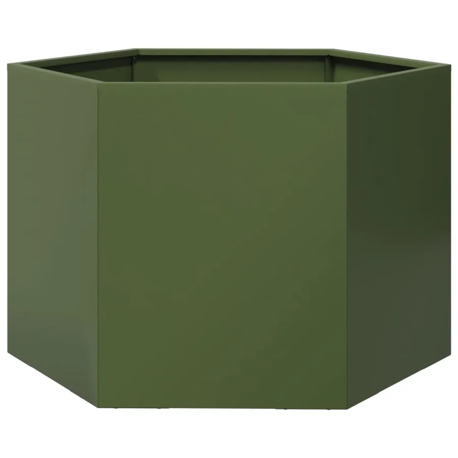 Jardinière vert olive hexagone 69x60x45 cm acier - 2