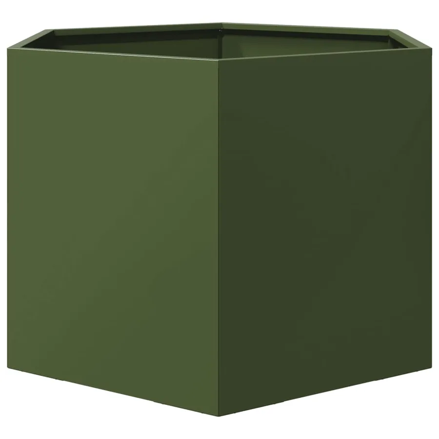 Jardinière vert olive hexagone 69x60x45 cm acier - 4