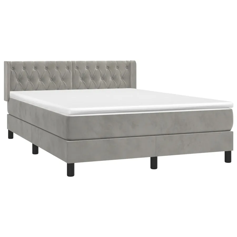 Sommier à lattes de lit et matelas Gris clair 140x200cm Velours - 3