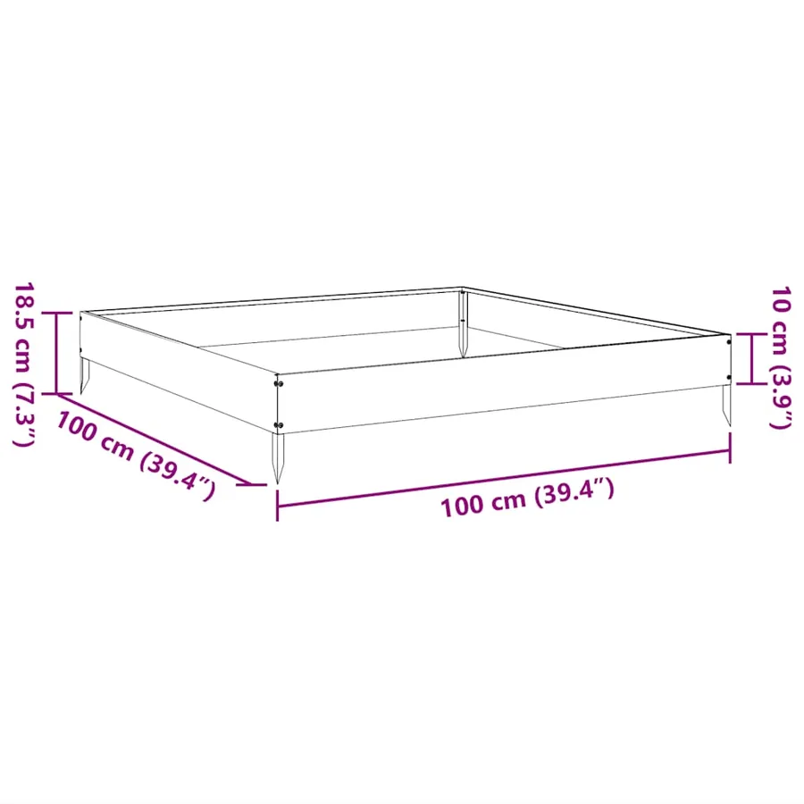 Lit surélevé de jardin 100x100x18,5 cm acier inoxydable - 11