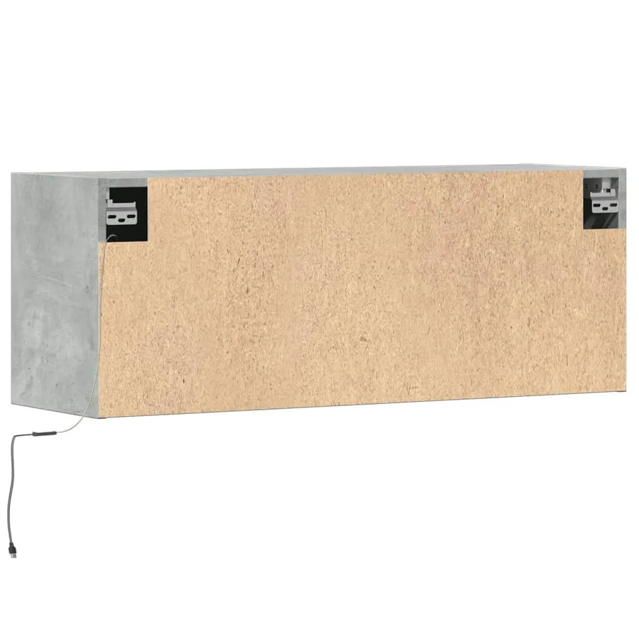 Meuble TV mural avec lumières LED gris béton 100x31x35 cm - 8