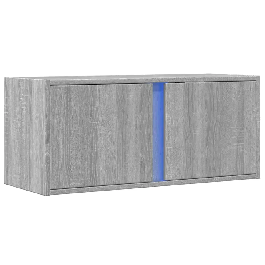 Meuble TV mural avec lumières LED sonoma gris 80x31x35 cm - 3