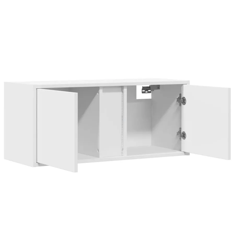 Meuble TV mural avec lumières LED blanc 80x31x35 cm - 9
