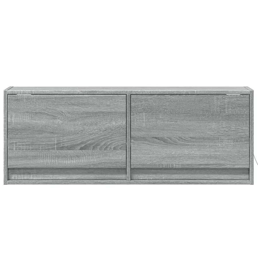 Meuble TV mural avec lumières LED sonoma gris 100x31x35 cm - 6