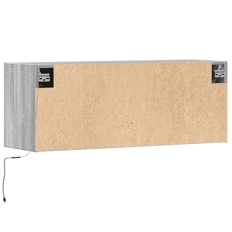 Meuble TV mural avec lumières LED sonoma gris 100x31x35 cm - 8