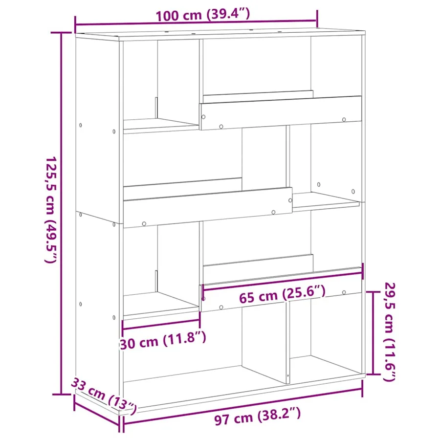 Bibliothèque noir 100x33x125,5 cm bois d'ingénierie - 9