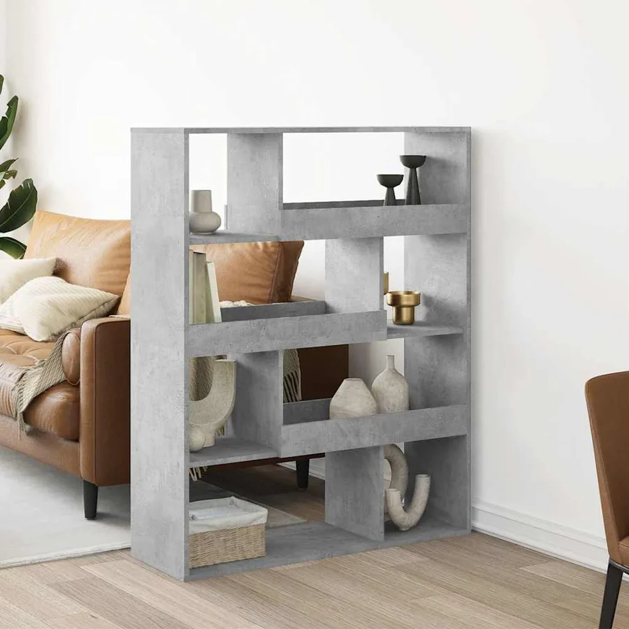 Bibliothèque gris béton 100x33x125,5 cm bois d'ingénierie
