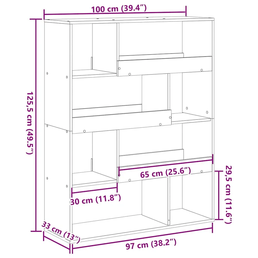 Bibliothèque gris béton 100x33x125,5 cm bois d'ingénierie - 9