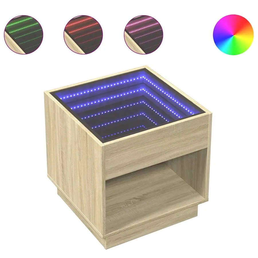 Table de chevet avec LED infini chêne sonoma 50x50x50 cm - 2