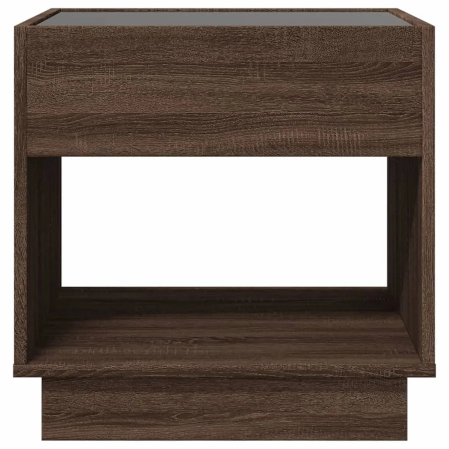Table de chevet avec LED infini chêne marron 50x50x50 cm - 6