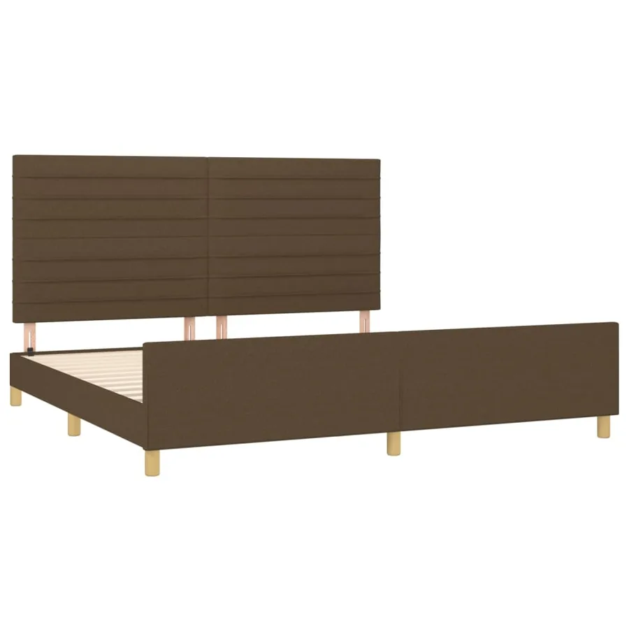 Cadre de lit sans matelas marron foncé 200x200 cm tissu - 4