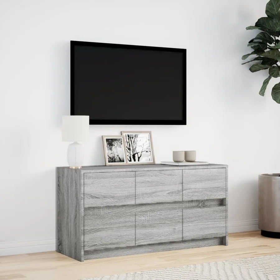 Meuble TV avec LED sonoma gris 100x34x50 cm bois d'ingénierie - 3