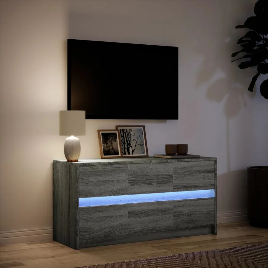 Meuble TV avec LED sonoma gris 100x34x50 cm bois d'ingénierie - 4