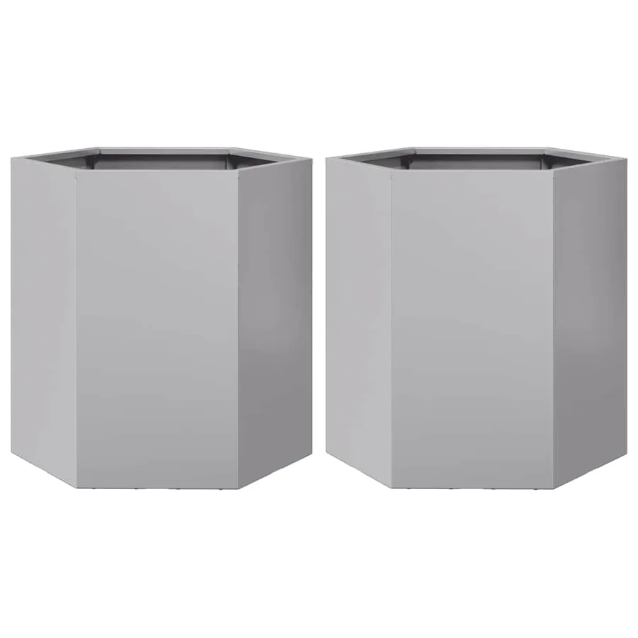 Jardinières 2 pcs hexagone 46x40x45 cm acier galvanisé - 2