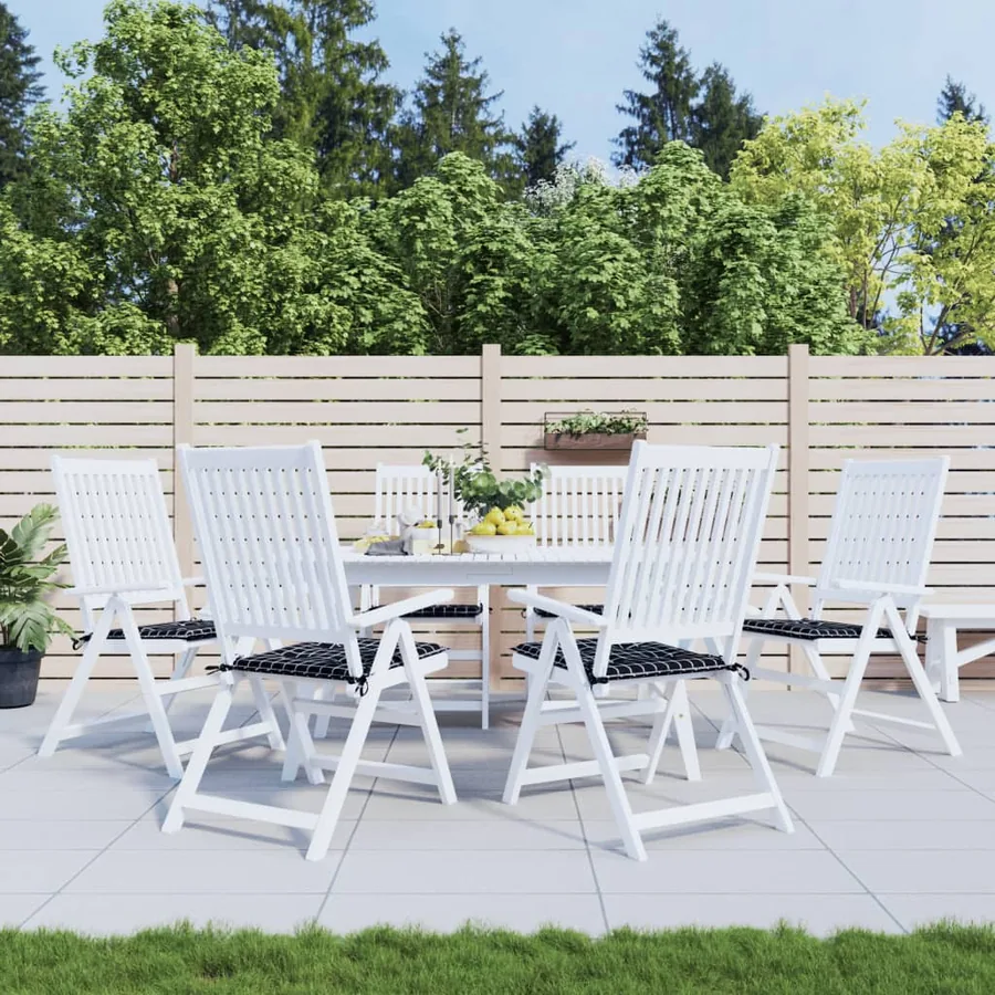 Coussins de chaise de jardin lot de 6 motif à carreaux noir
