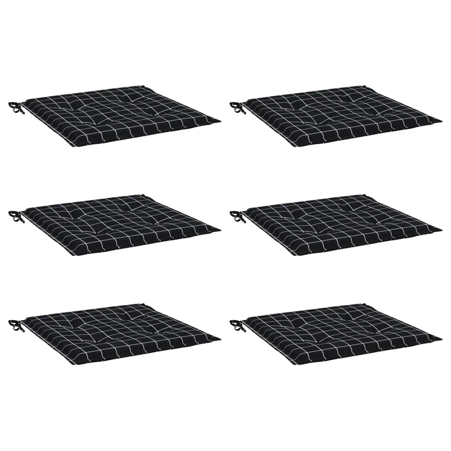 Coussins de chaise de jardin lot de 6 motif à carreaux noir - 3