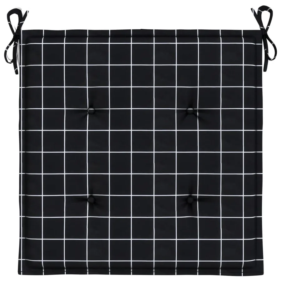 Coussins de chaise de jardin lot de 6 motif à carreaux noir - 6