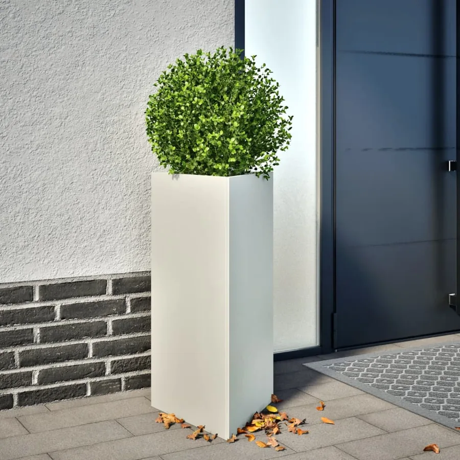 Jardinière blanc triangulaire 40x34,5x75 cm acier