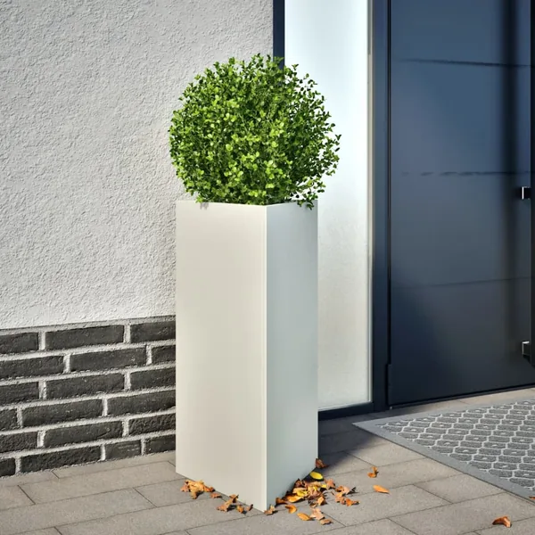 Jardinière blanc triangulaire 40x34,5x75 cm acier