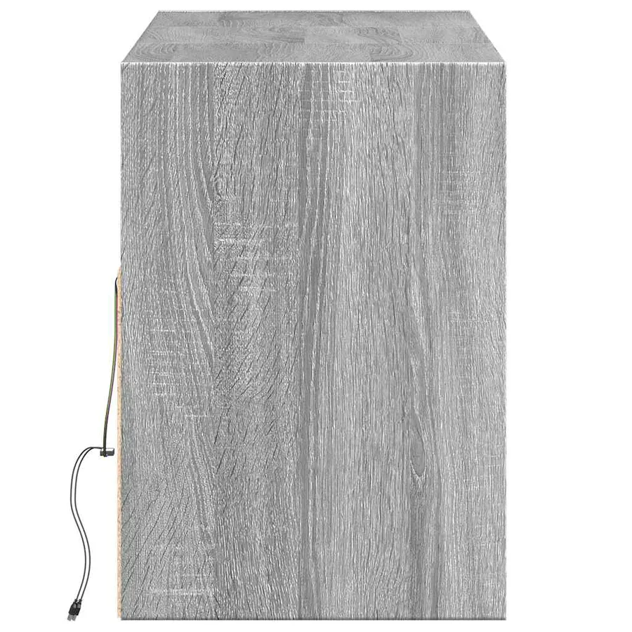 Meuble TV mural avec lumières LED sonoma gris 130x31x45 cm - 7