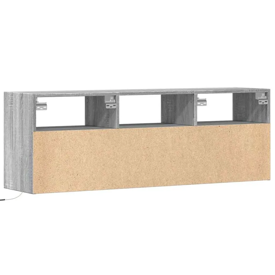 Meuble TV mural avec lumières LED sonoma gris 130x31x45 cm - 8