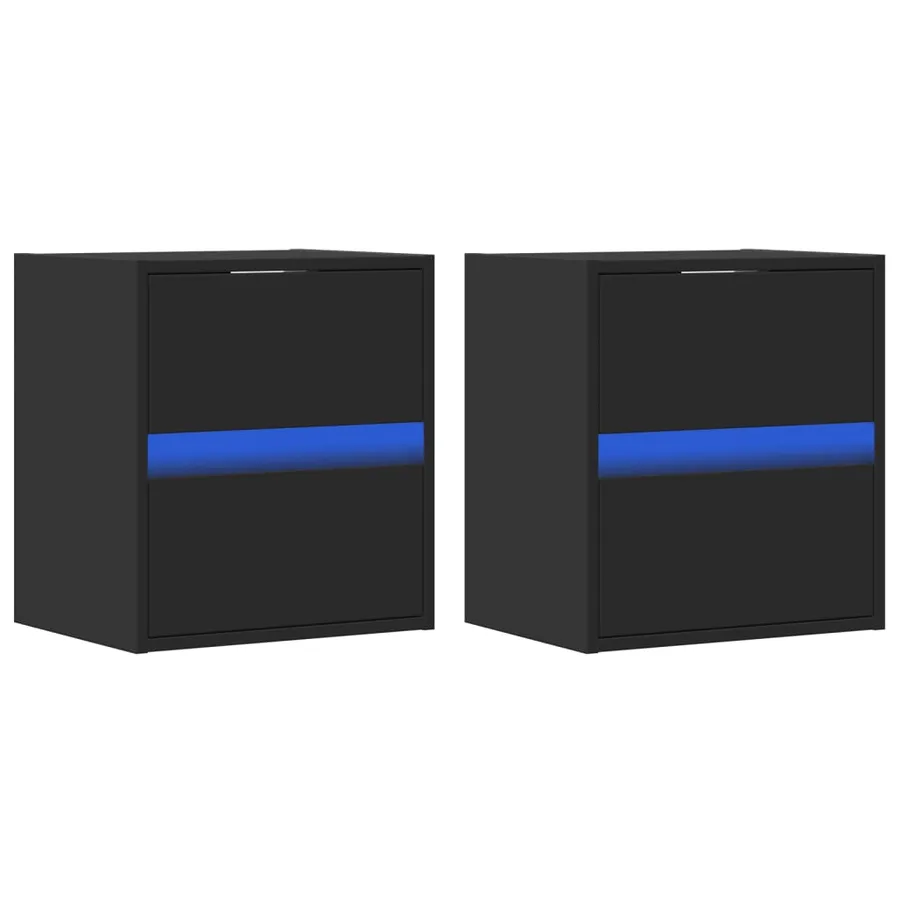 Meubles TV muraux avec lumières LED 2 pcs noir 41x31x45 cm - 3