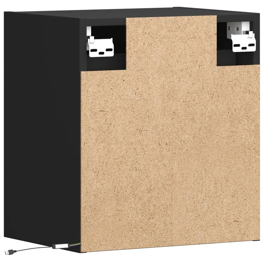 Meubles TV muraux avec lumières LED 2 pcs noir 41x31x45 cm - 8