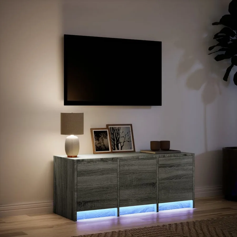Meuble TV avec LED sonoma gris 97x34x40 cm bois d'ingénierie - 4