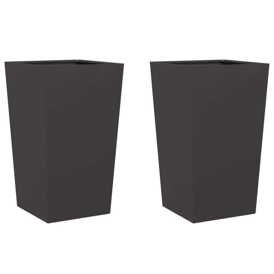 Jardinières 2 pcs noir 45x45x75 cm acier - 2