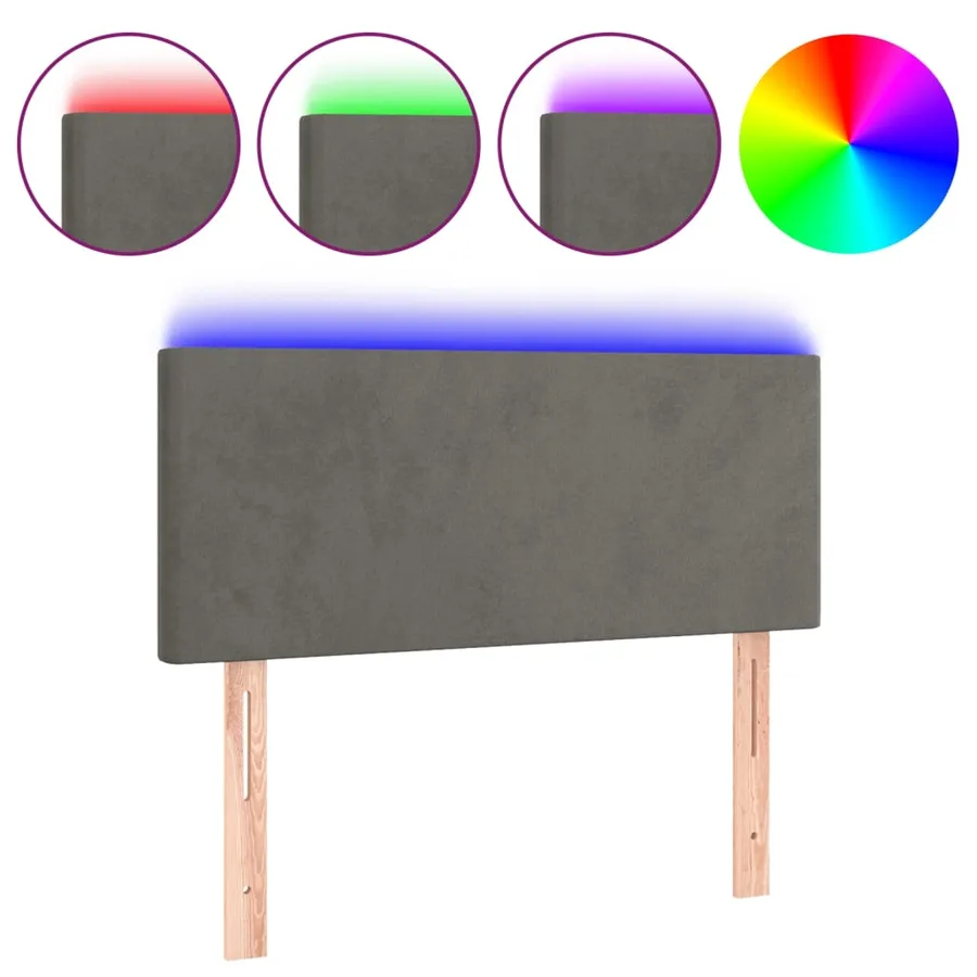 Tête de lit à LED Gris foncé 80x5x78/88 cm Velours - 2