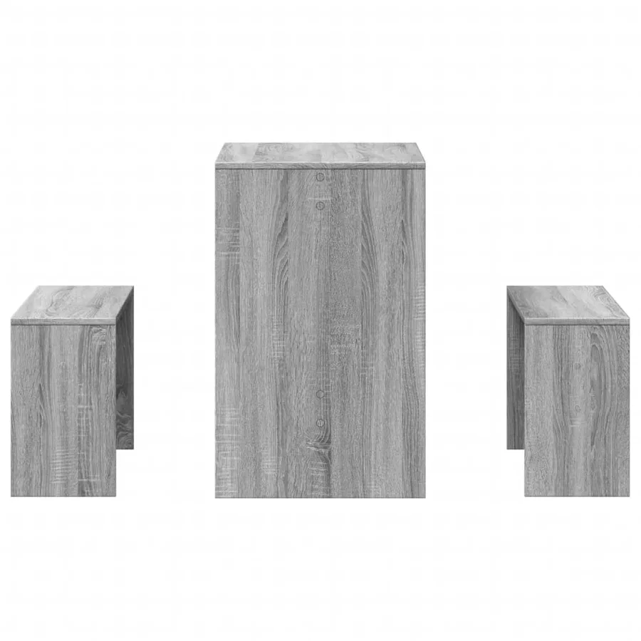 Ensemble table à manger et bancs 3 pcs bois d'ingénierie - 5